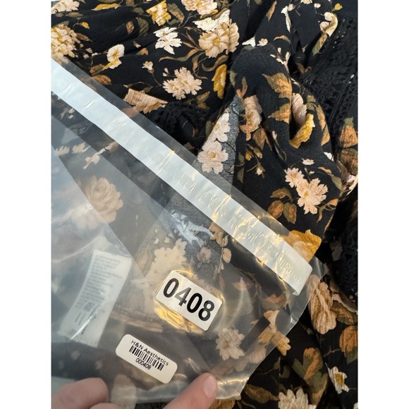 American Eagle Floral Babydoll Top Fairy Grunge Boho Lace Festival Peasant - Picture 5 of 15